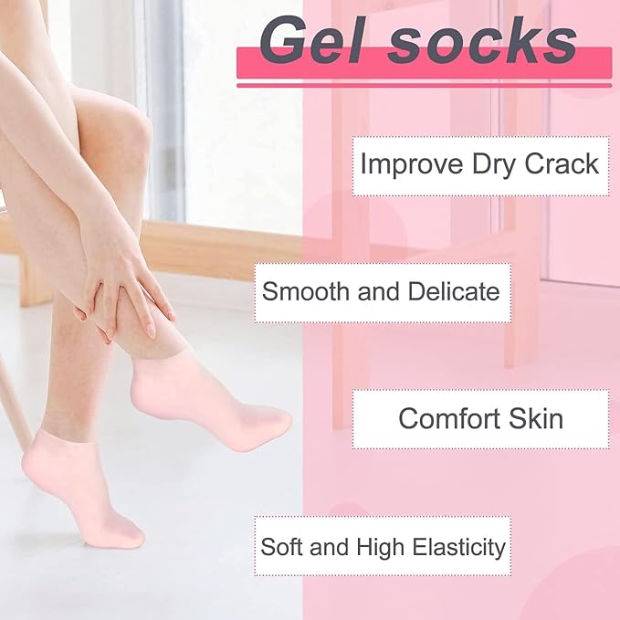 Premium Multicoloured Natural Oil Spa Gel Socks (Pack of 2)