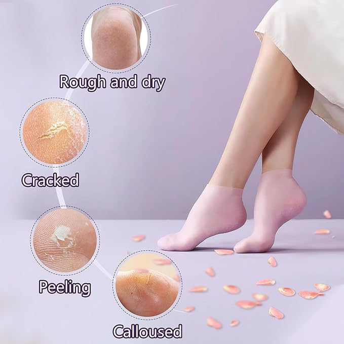 Premium Multicoloured Natural Oil Spa Gel Socks (Pack of 2)