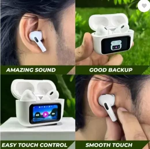 Premium Smart Wireless Earbuds with LCD Touch Screen
