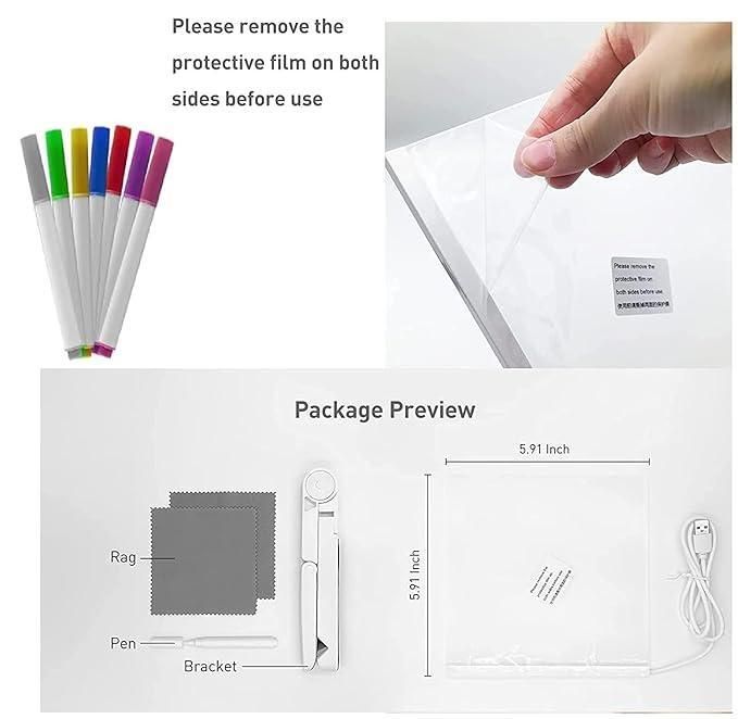 Premium 3D LED Light Glass Acrylic Writing pad