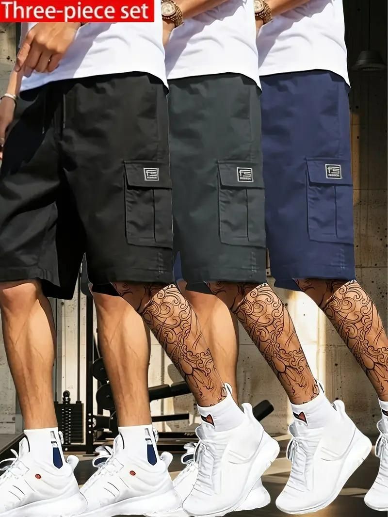 Premium Men's Cotton Casual Cargo Shorts Pack of 3
