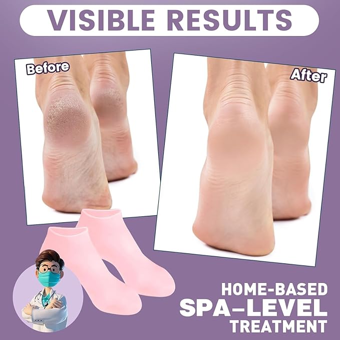 Premium Multicoloured Natural Oil Spa Gel Socks (Pack of 2)