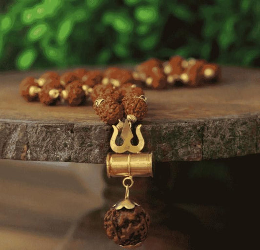Premium Shiv Trishul Penfant with Rudraksha Chain