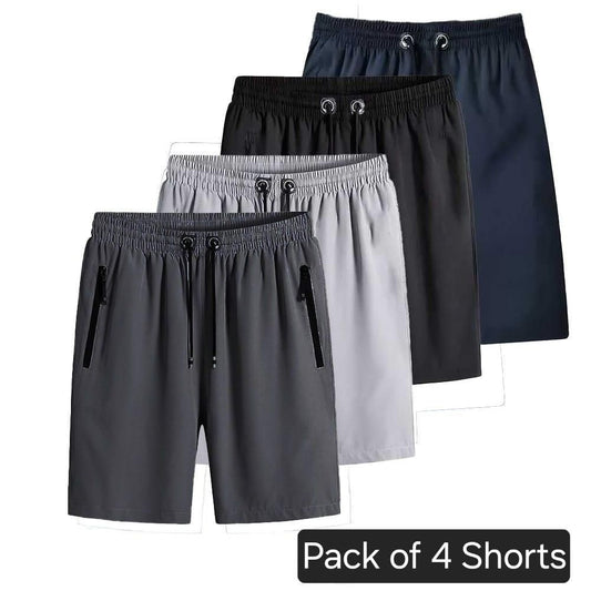 Premium Combo of 4 Men's Stretchable Cotton Shorts